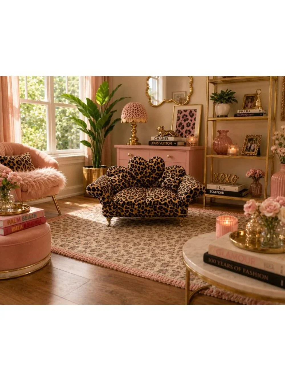 New Cheetah Shabby Chic Doll Sofa Jewelry Box Organizer Couch Jewelry Box